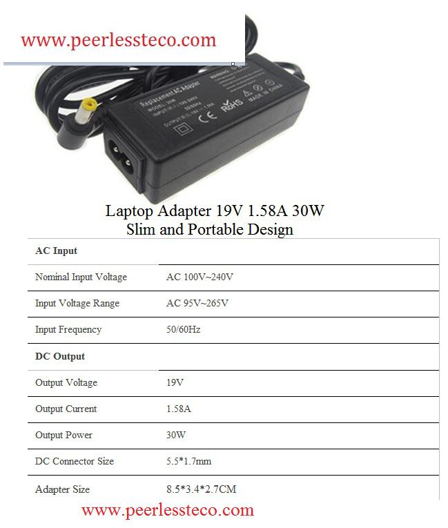 Laptop Adapter 19V 1.58A 5.5*1.7mm 30W